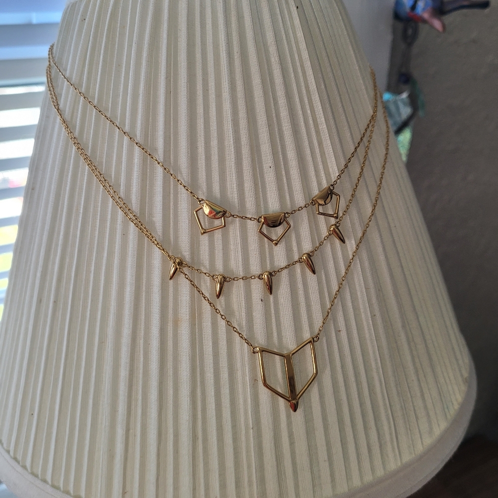Stella & Dot Triple Turquoise & Gold Reversible Necklace - Picture 4 of 8